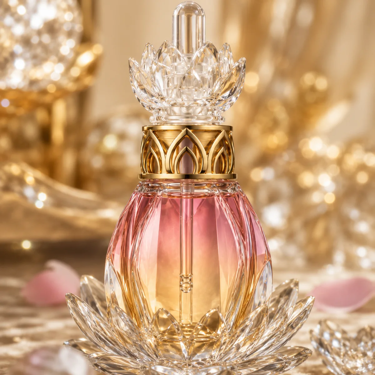 Crystal Lotus Essential Oil Bottle closure or decoration detail