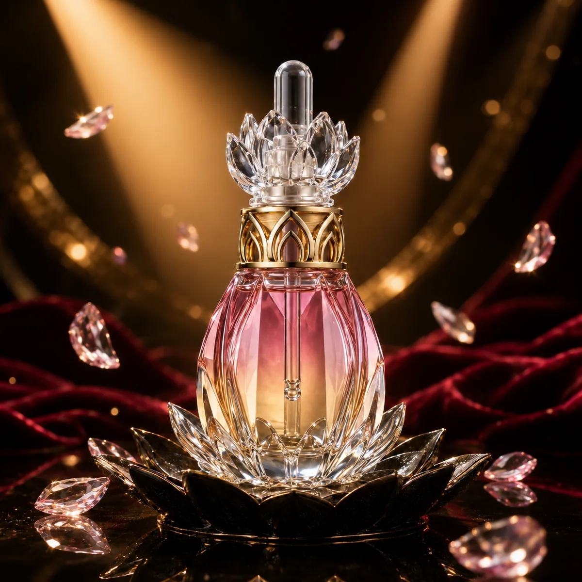 Crystal Lotus Essential Oil Bottle alternate angle