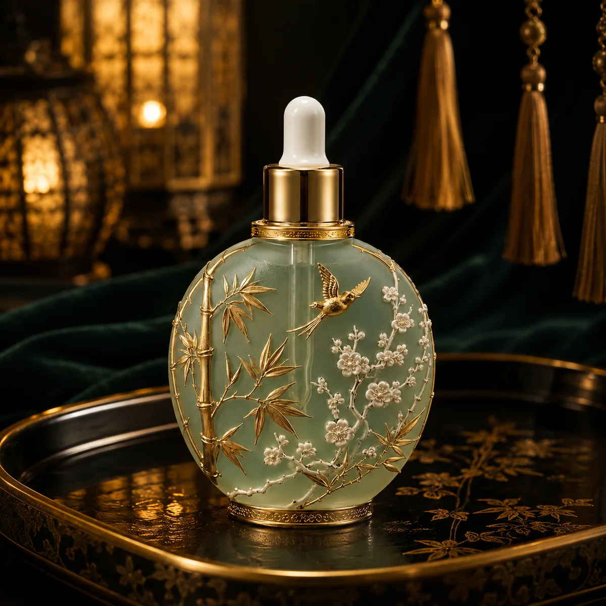 Jade Bird-and-Bamboo Essential Oil Bottle alternate angle