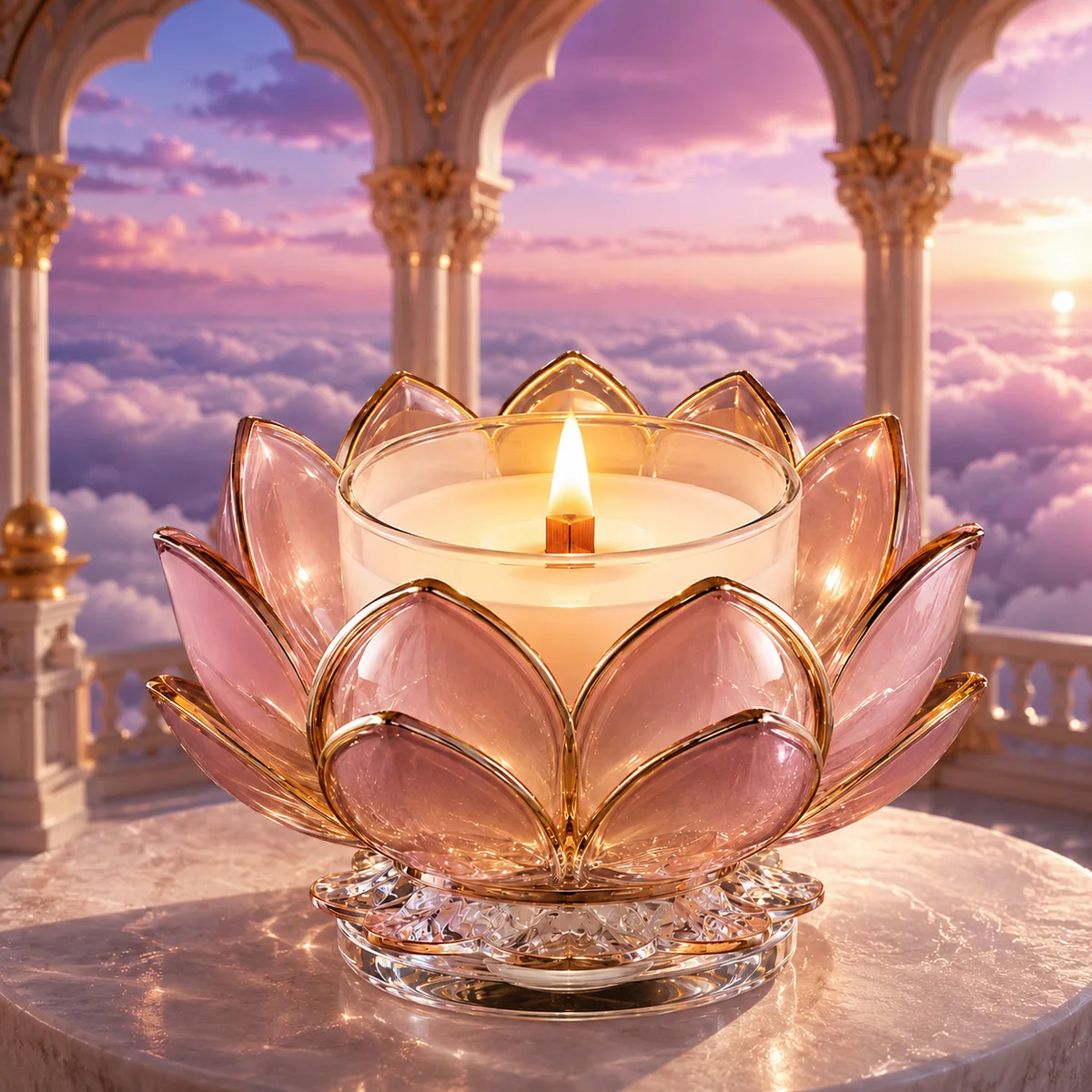 Lotus Flame Aromatherapy Candle Vessel glass finish detail