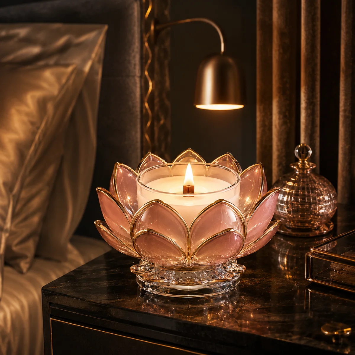 Lotus Flame Aromatherapy Candle Vessel alternate angle