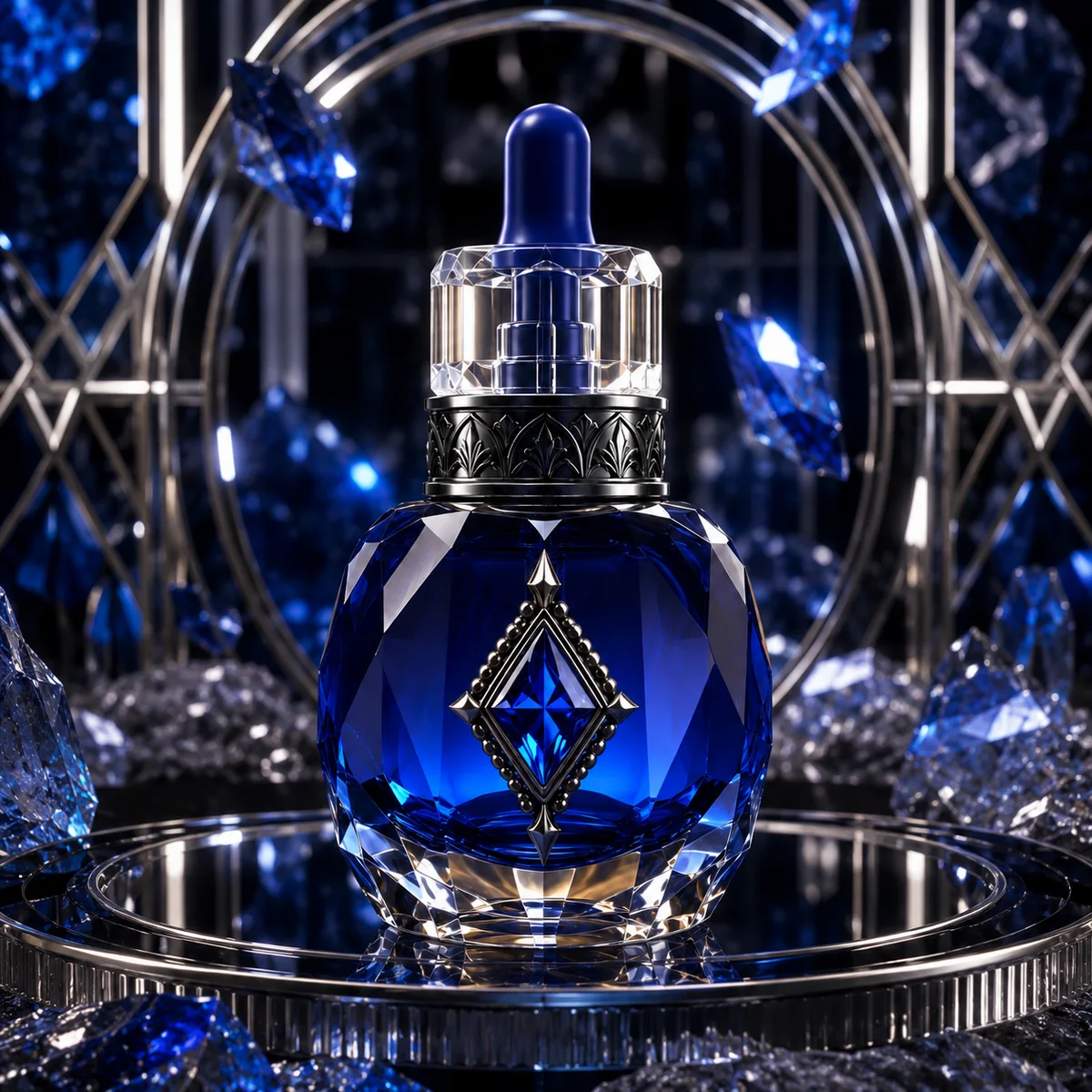 Midnight Sapphire Faceted Essential Oil Bottle alternate angle