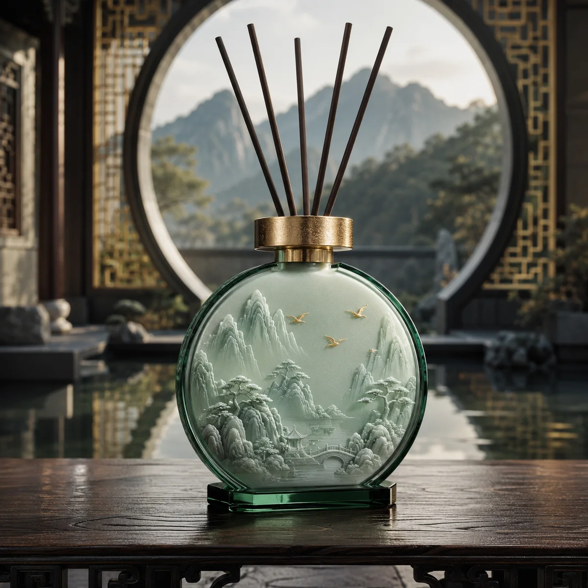 Moon Gate Jade Diffuser Bottle front view