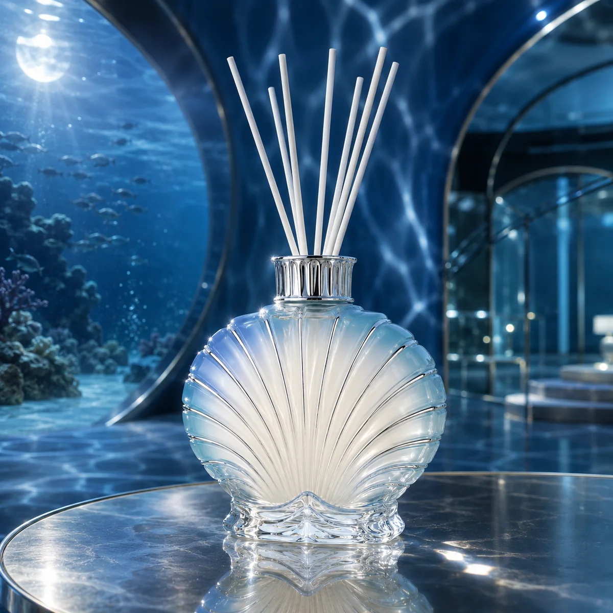 Opal Shell Reed Diffuser Bottle glass finish detail