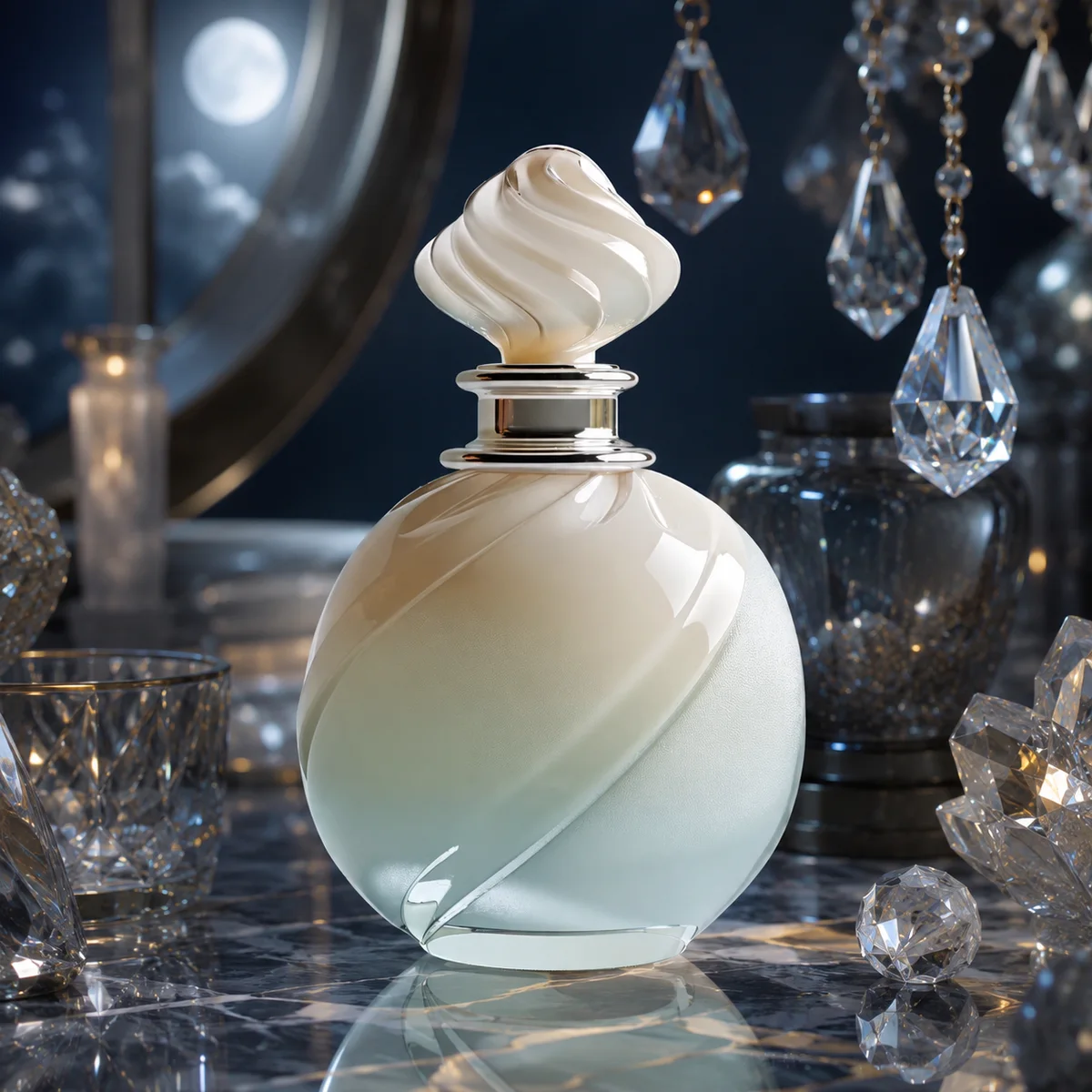 Pastel Swirl Art Glass Perfume Bottle glass finish detail