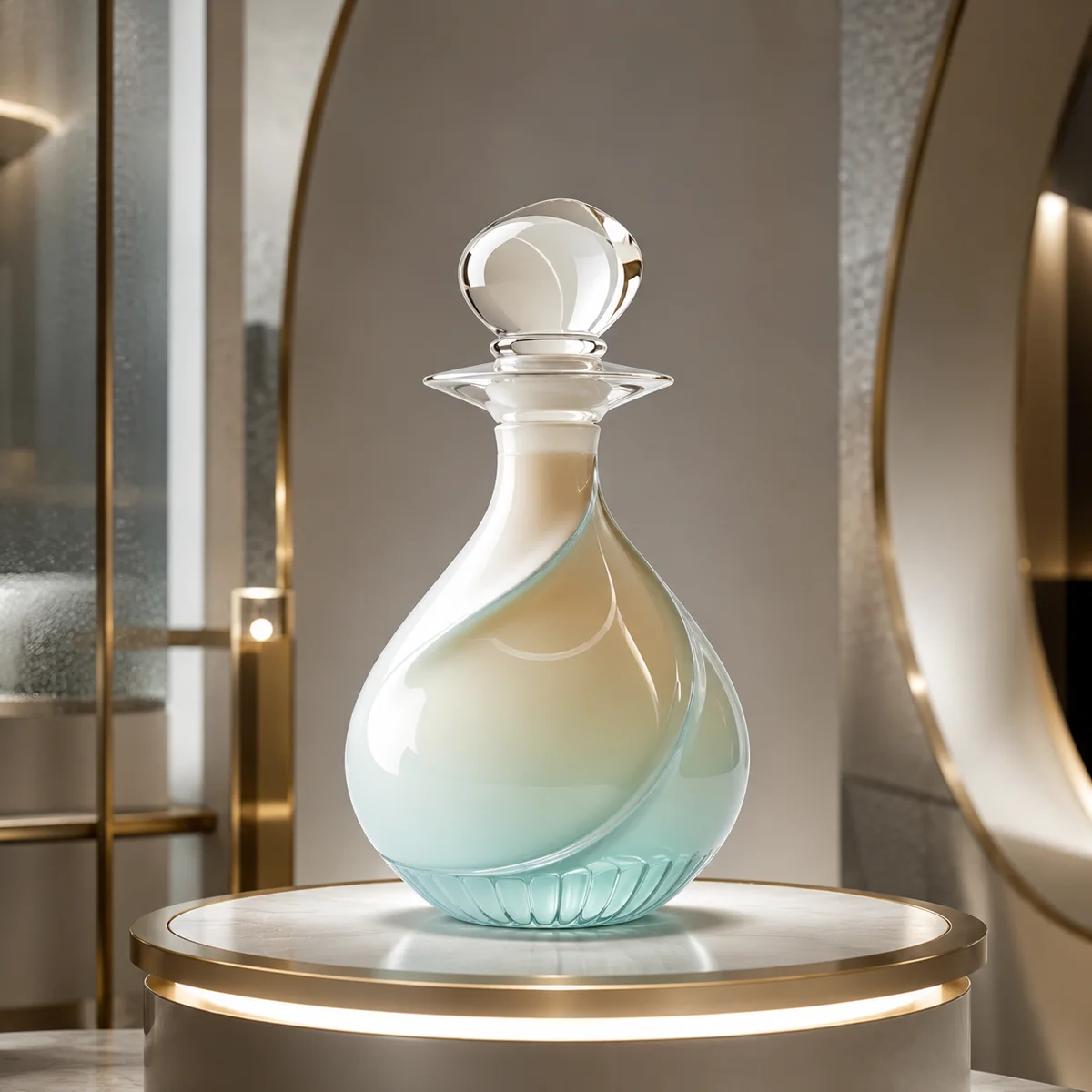 Pastel Swirl Art Glass Perfume Bottle alternate angle