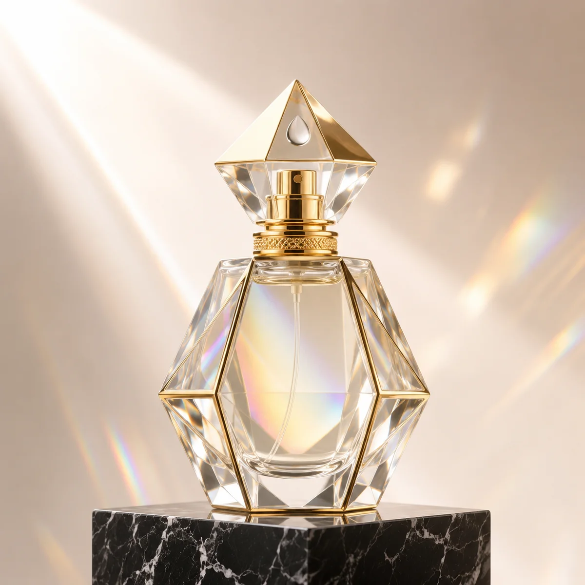 Prismatic Faceted Crystal Perfume Bottle glass finish detail