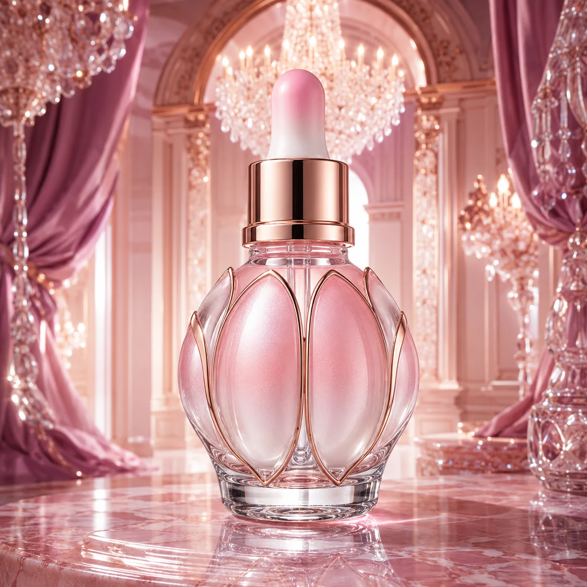 Rose Quartz Petal Relief Essential Oil Bottle front view