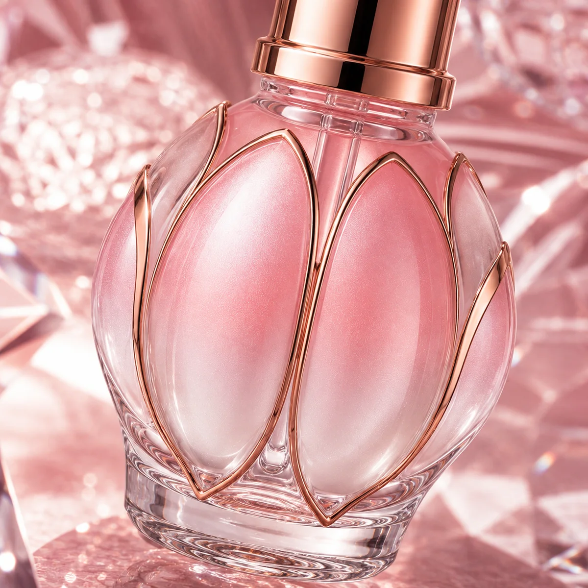 Rose Quartz Petal Relief Essential Oil Bottle closure or decoration detail