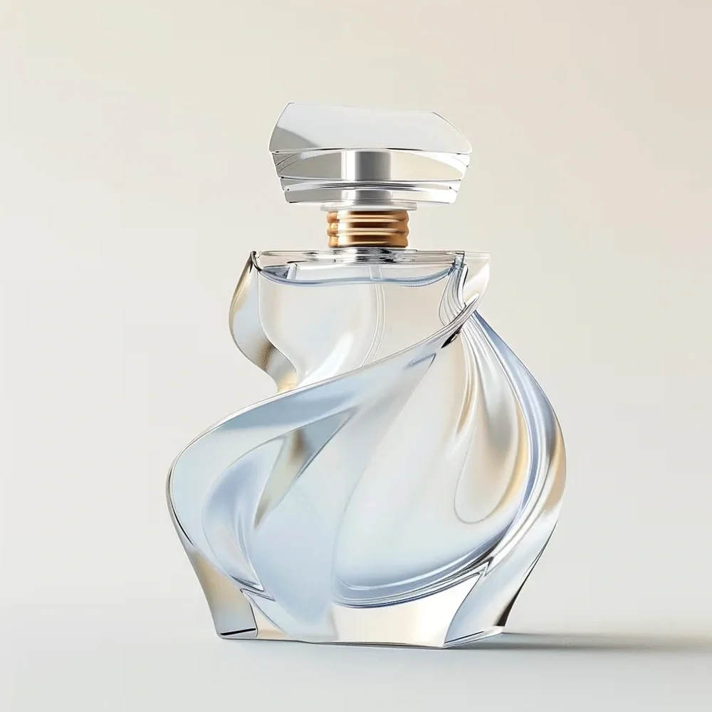 Sculptural Ribbon Glass Perfume Bottle front view
