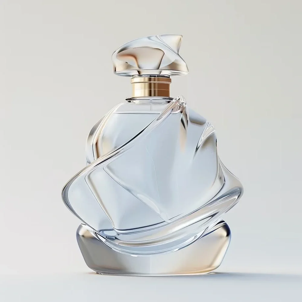 Sculptural Ribbon Glass Perfume Bottle glass finish detail
