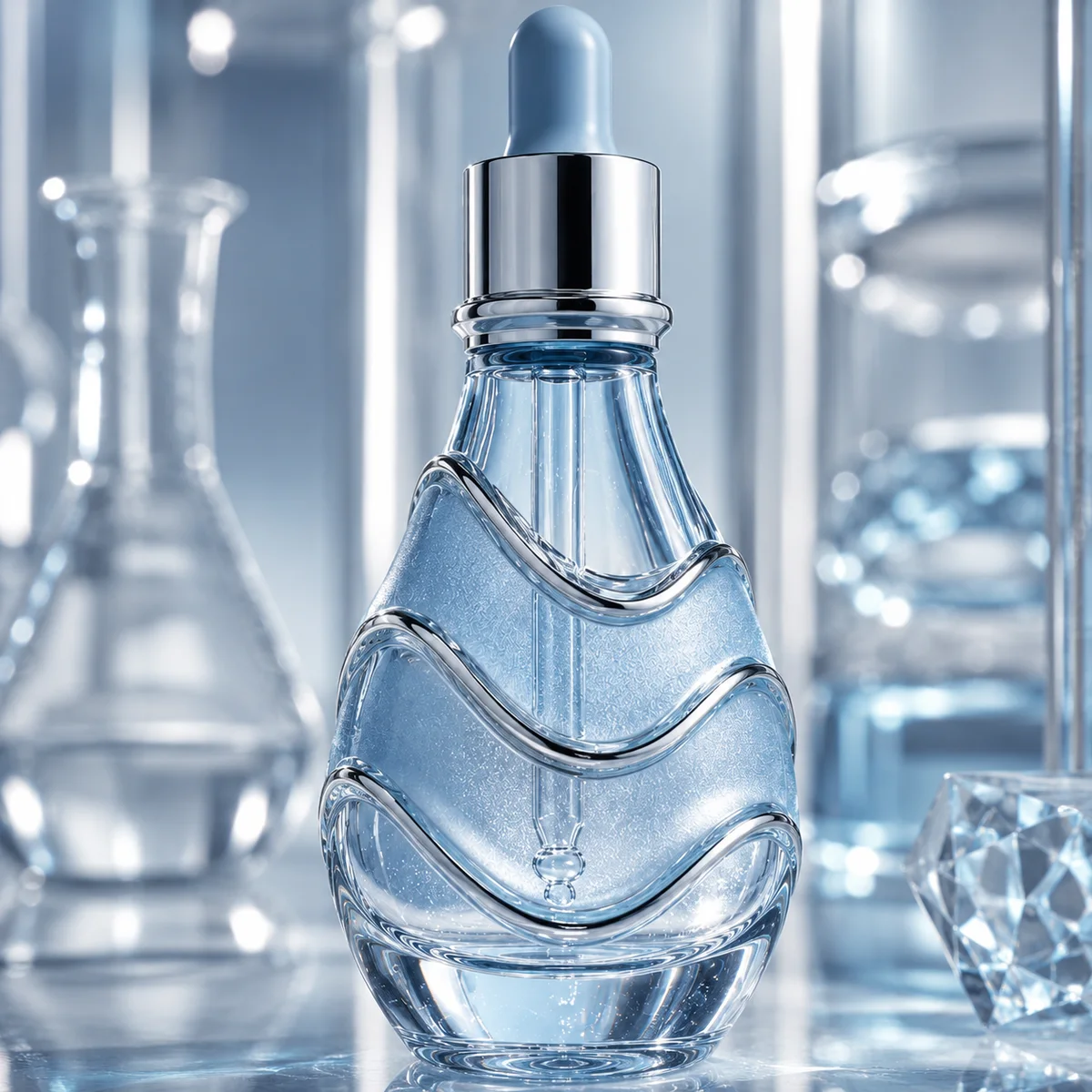 Sculptural Wave Relief Essential Oil Bottle closure or decoration detail
