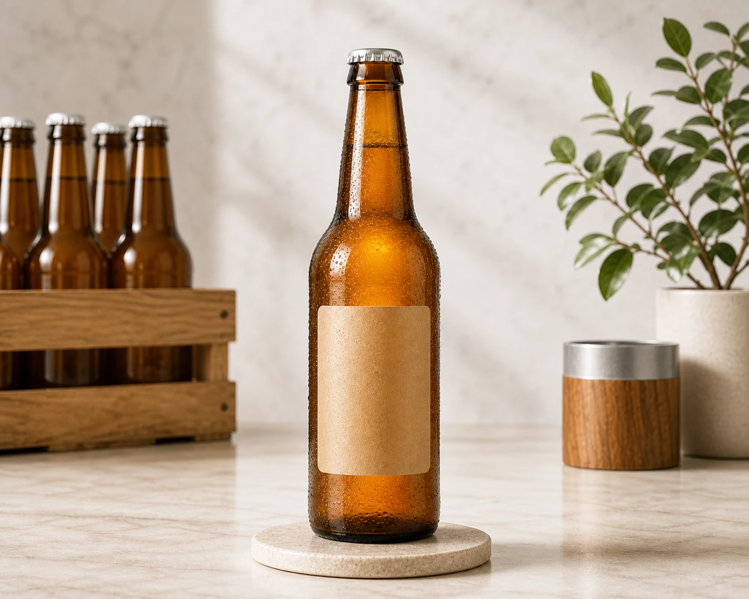 Amber Beer Glass Bottle finished bottle campaign image showing amber glass packaging presentation