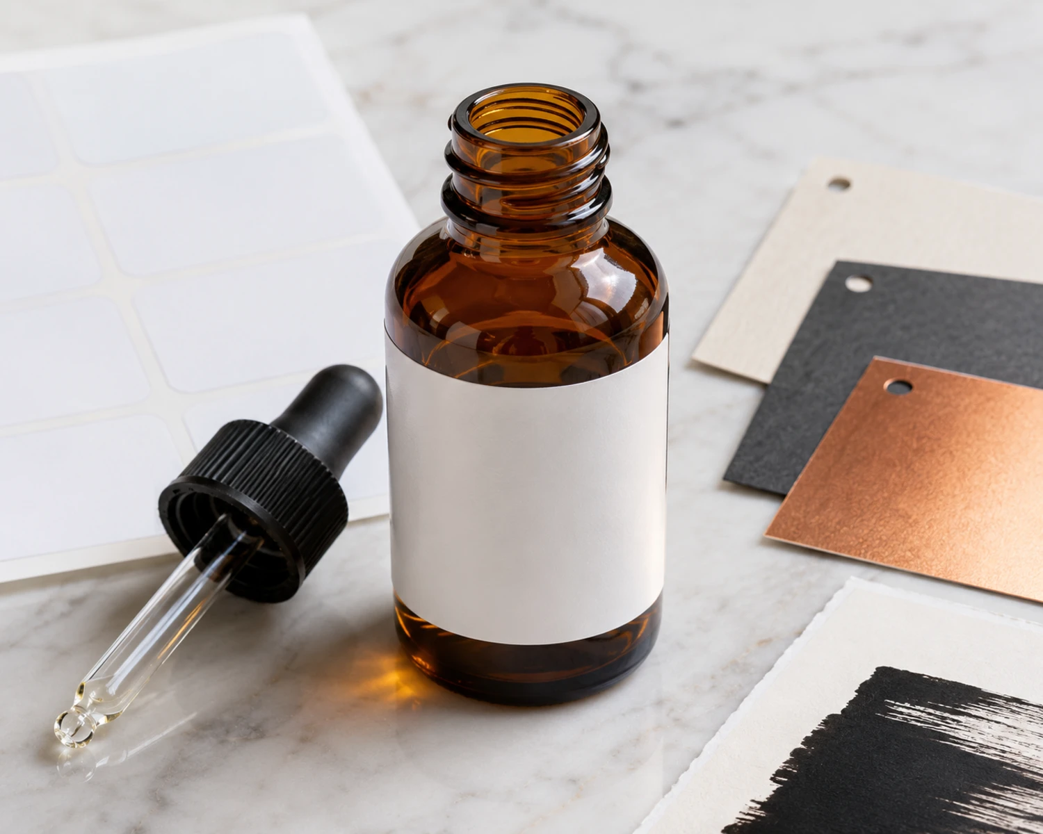 decoration process detail image of Amber Essential Oil Dropper Bottle showing finish, label area or surface finish