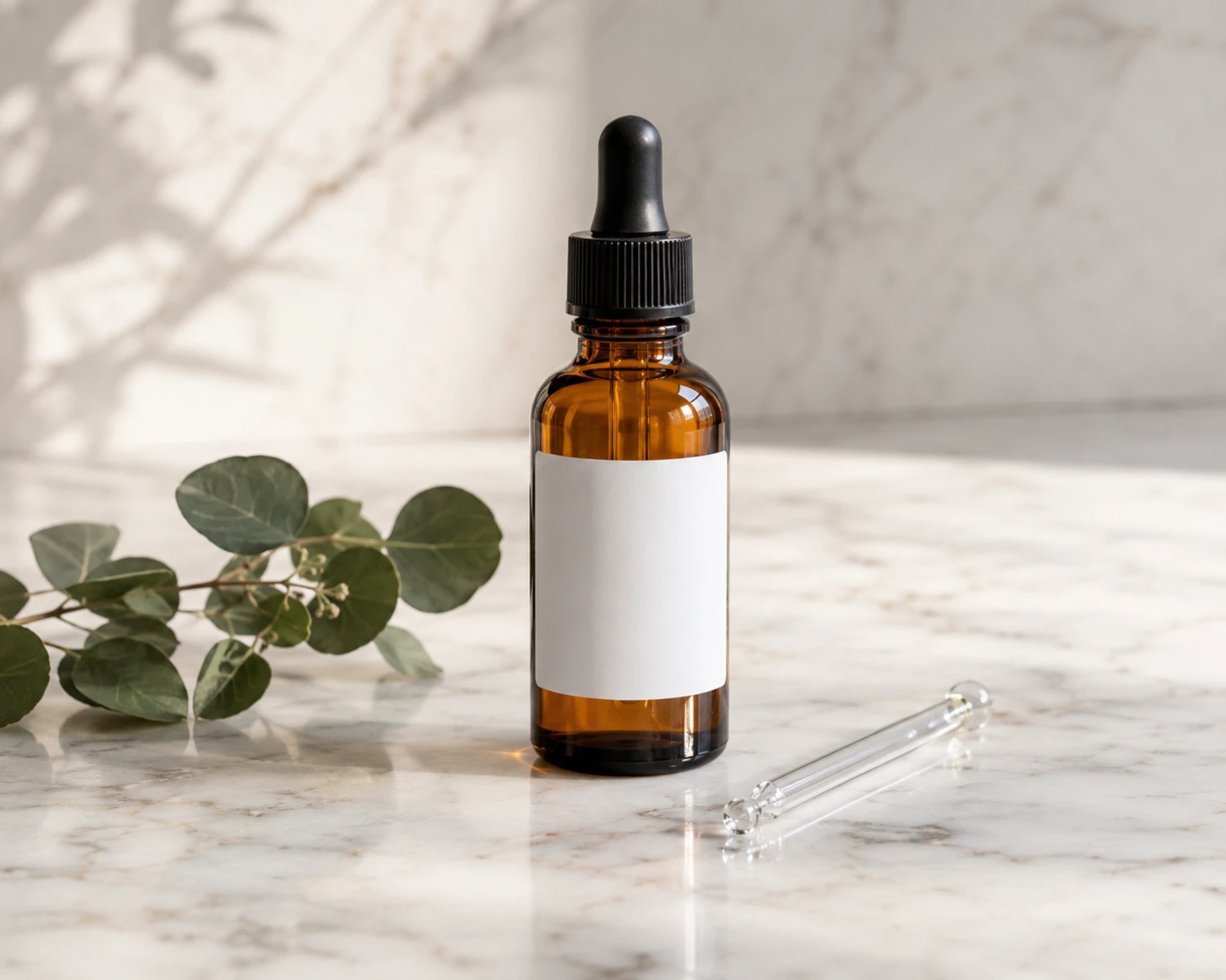 Amber Essential Oil Dropper Bottle finished bottle campaign image showing amber glass packaging presentation