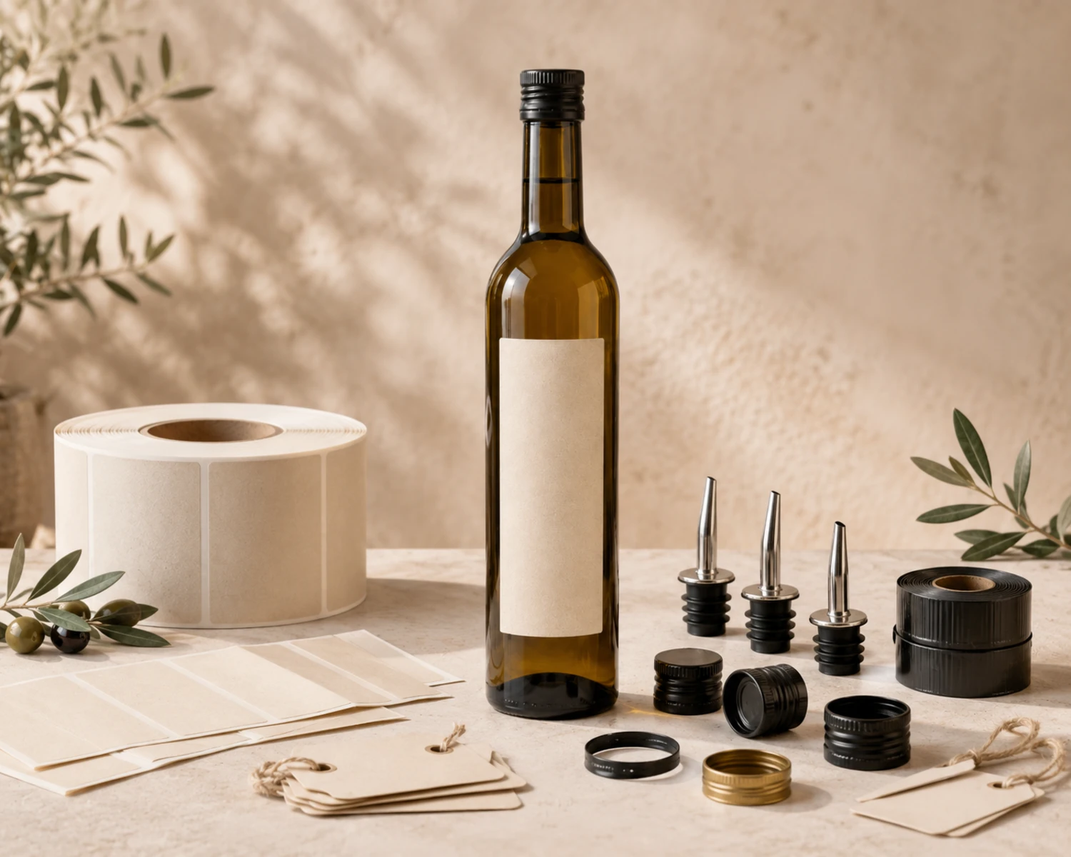 accessories detail image of Amber Olive Oil Glass Bottle showing closure, cap or application-specific bottle components