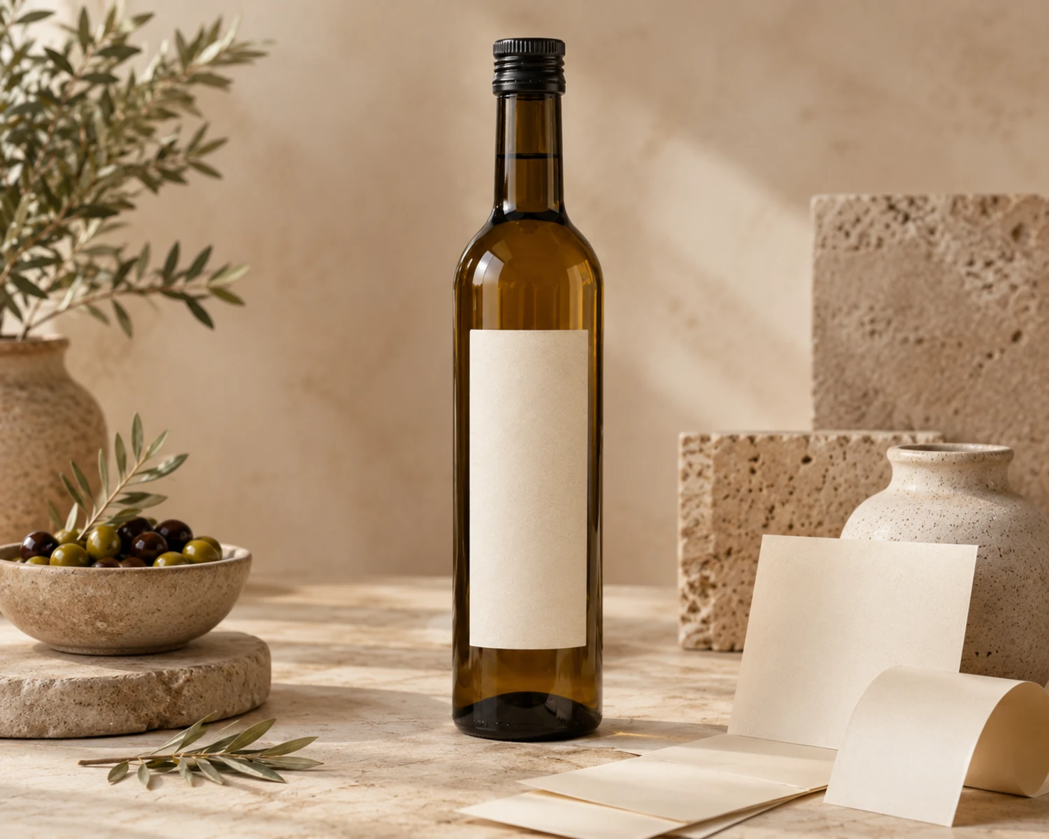 decoration process detail image of Amber Olive Oil Glass Bottle showing finish, label area or surface finish