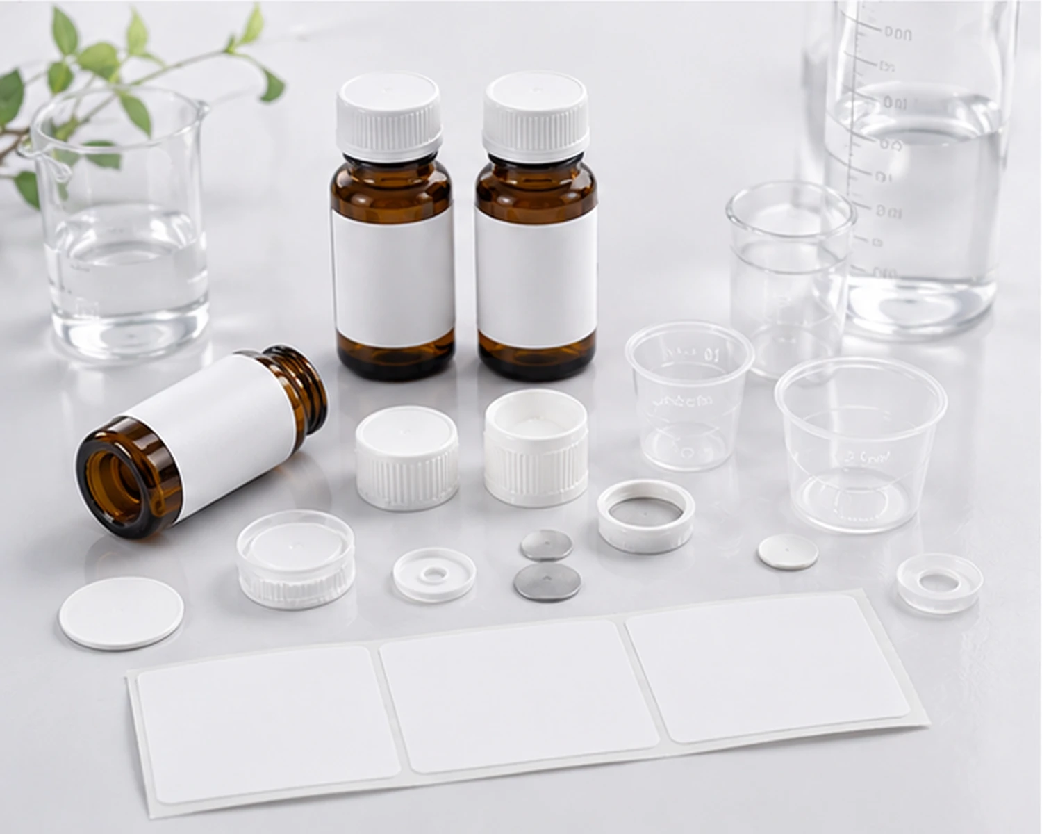 accessories detail image of Amber Small Liquid Glass Bottle showing closure, cap or application-specific bottle components