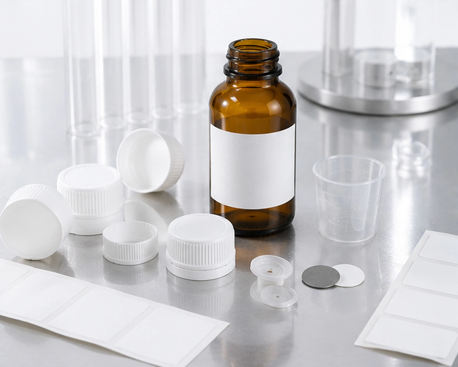 accessories detail image of Amber Specialty Glass Bottle showing closure, cap or application-specific bottle components