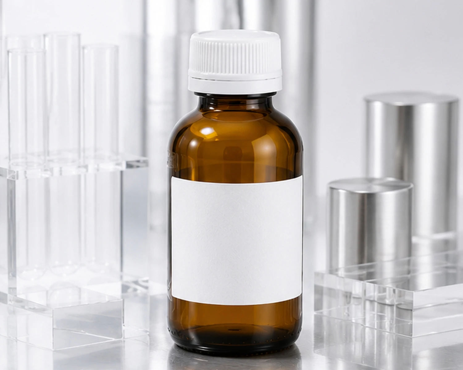 decoration process detail image of Amber Specialty Glass Bottle showing finish, label area or surface finish