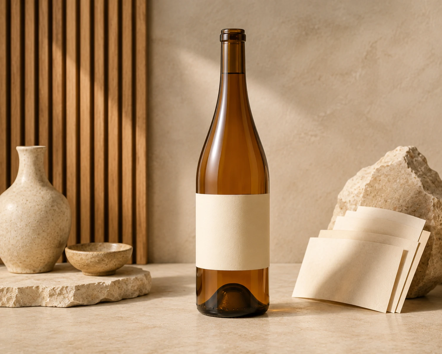 decoration process detail image of Amber Wine Glass Bottle showing finish, label area or surface finish