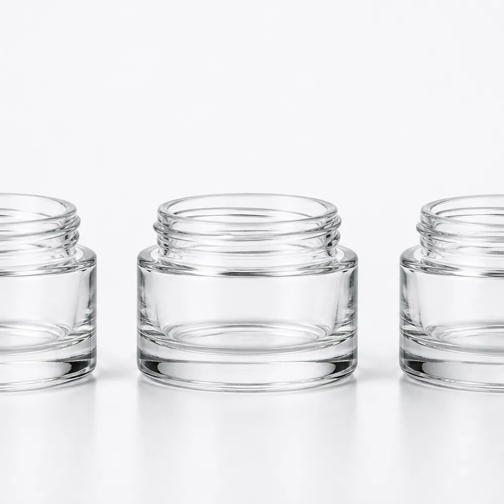 Drop Profile Cosmetic Bottle and Jar Set with pump, dropper and cream jar lid - decoration view
