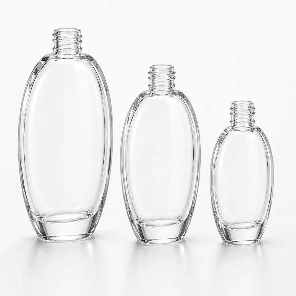 Oval Luxury Skincare Bottle and Jar Set with pump, dropper and cream jar lid - closure detail