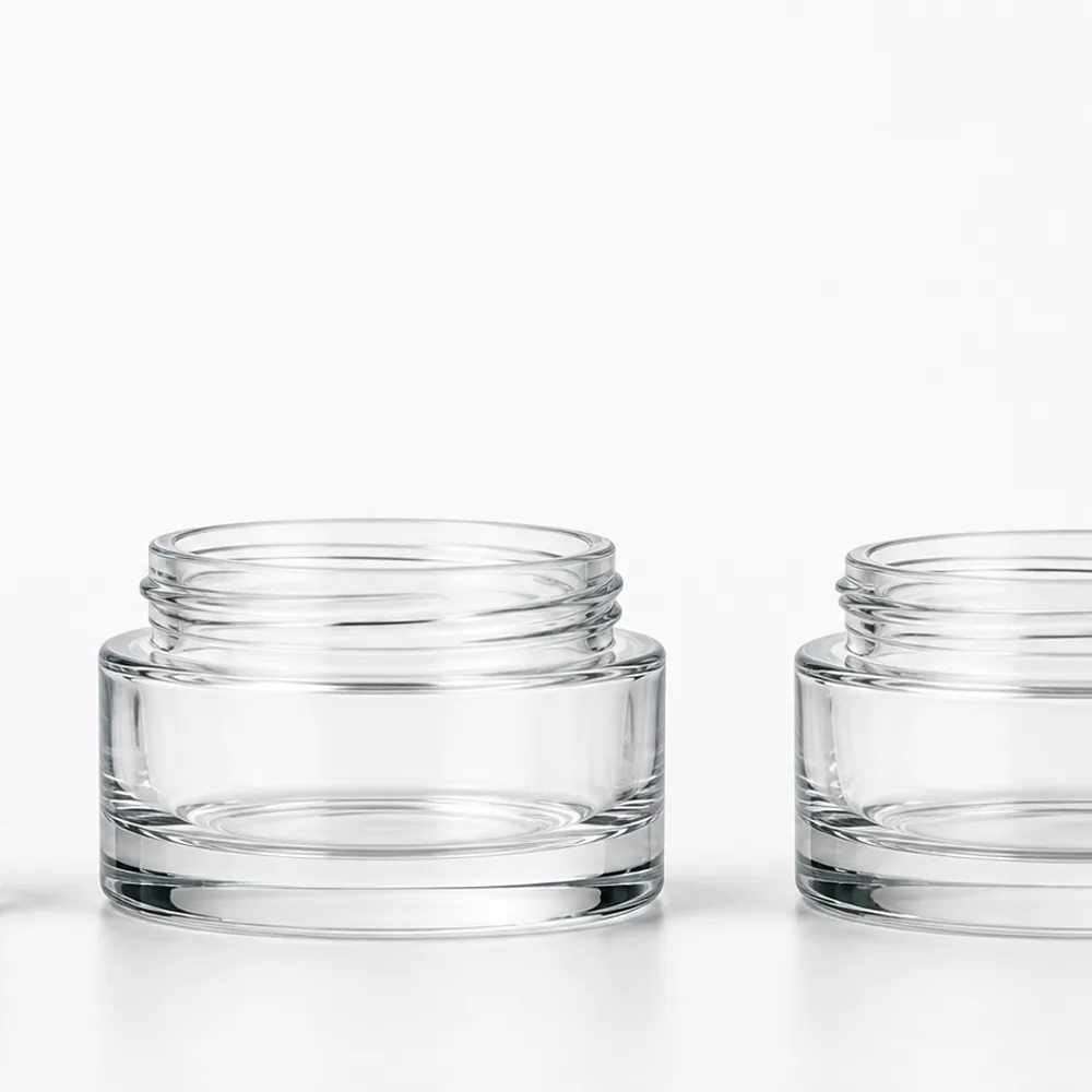 Oval Luxury Skincare Bottle and Jar Set with pump, dropper and cream jar lid - decoration view