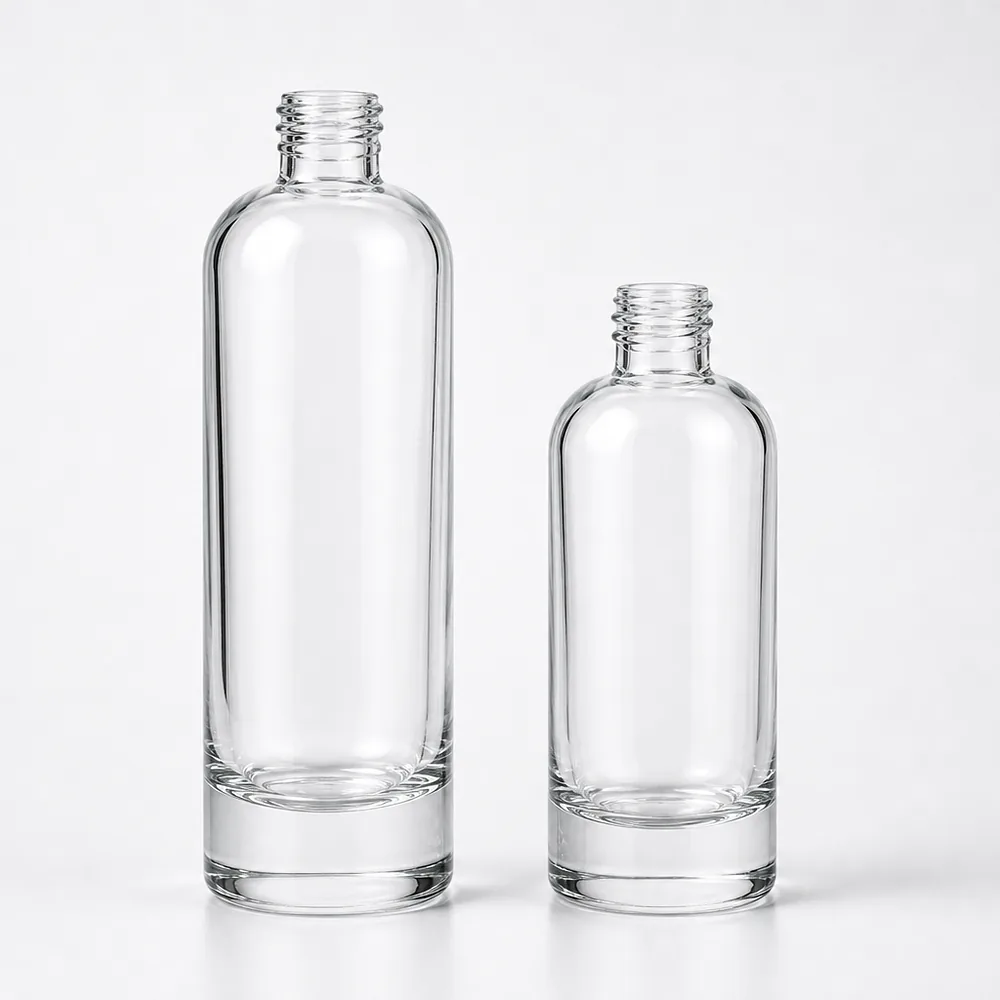 Oval Shoulder Cosmetic Bottle and Cream Jar Set with pump, dropper and cream jar lid - closure detail