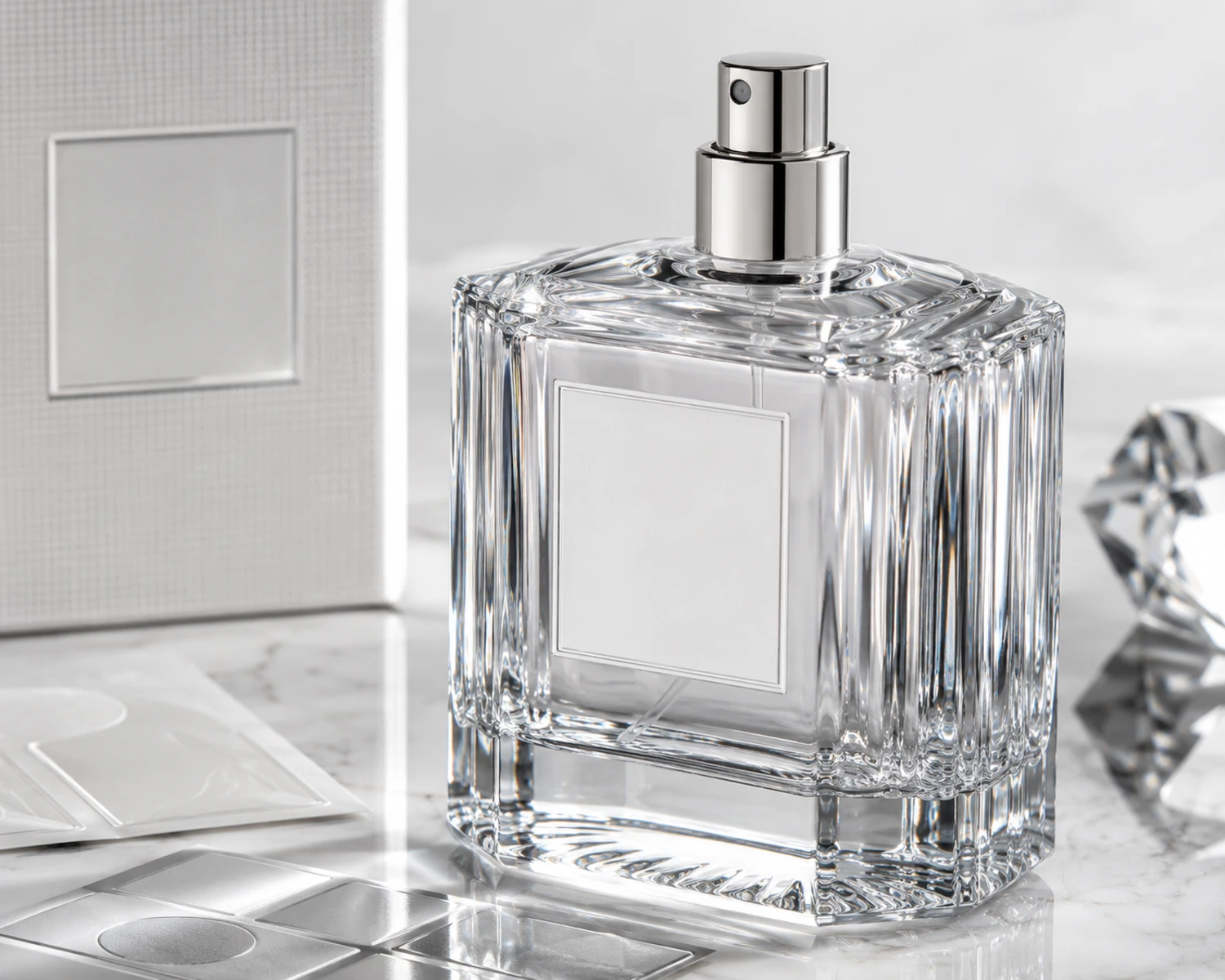 crystal surface detail image of Crystal Clear Perfume Bottle showing clear glass refraction