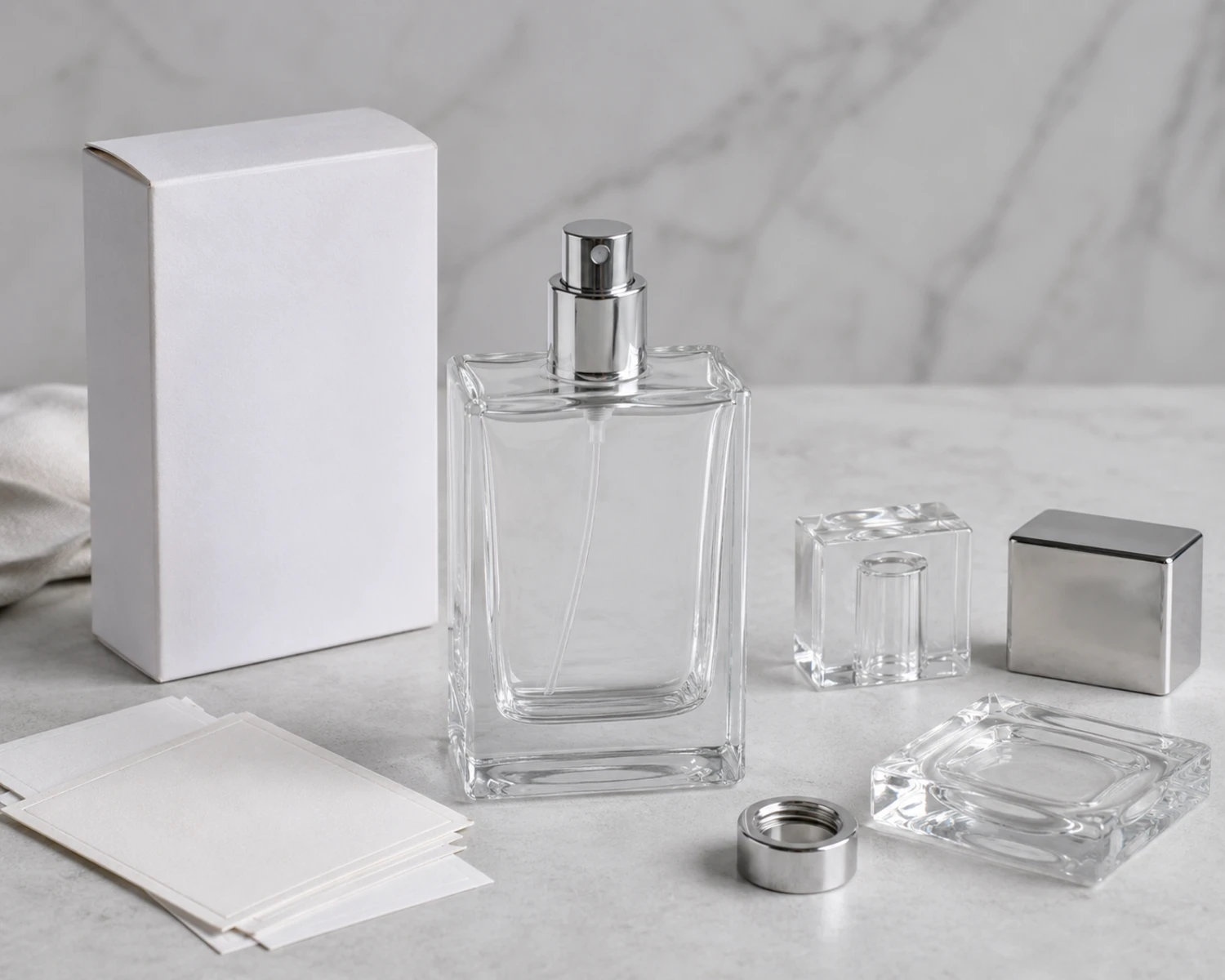 cap and pump detail image of Crystal Clear Perfume Bottle