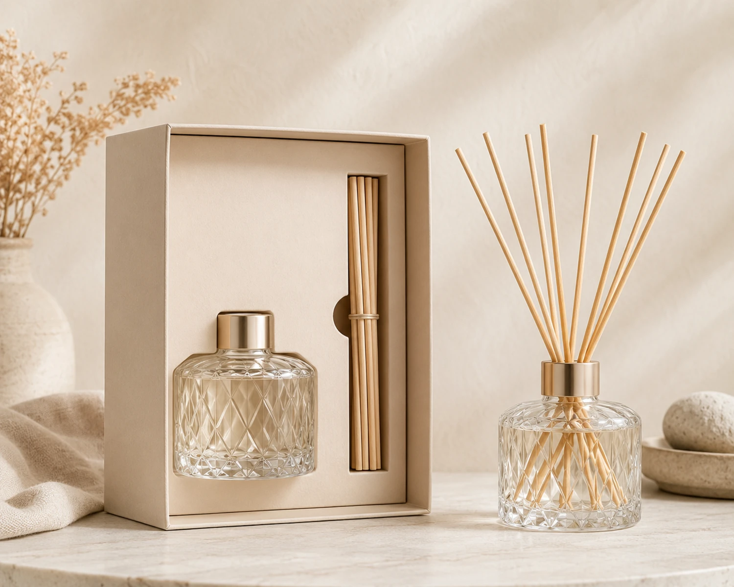 retail box packaging image of Crystal Reed Diffuser Bottle