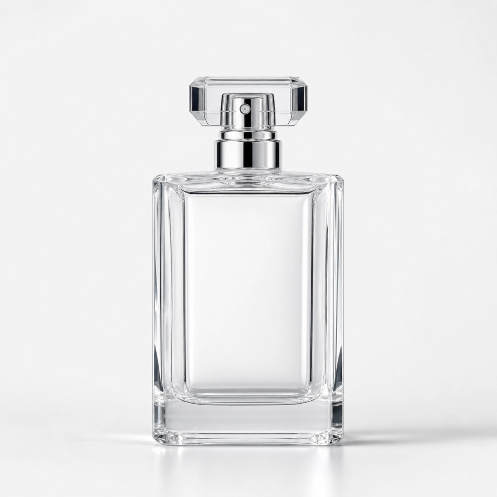 Crystal Clear Perfume Bottle in high-clarity crystal glass - front view