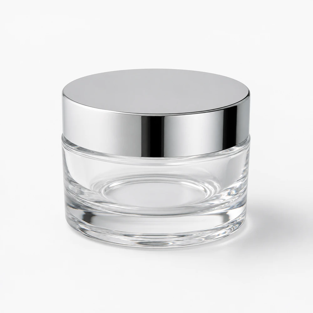 Crystal Cosmetic Cream Jar in high-clarity crystal glass - closure detail