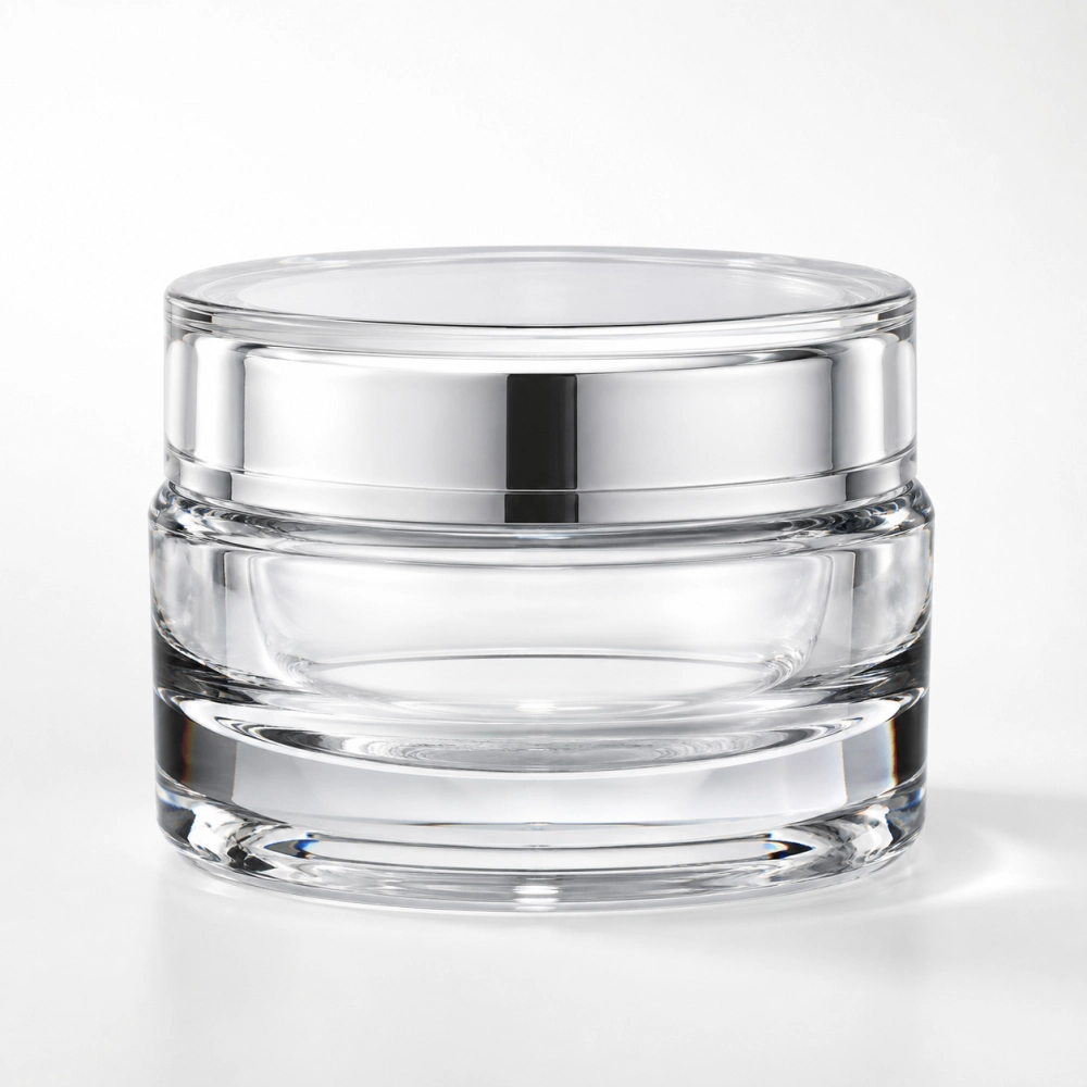 Crystal Cosmetic Cream Jar in high-clarity crystal glass - front view