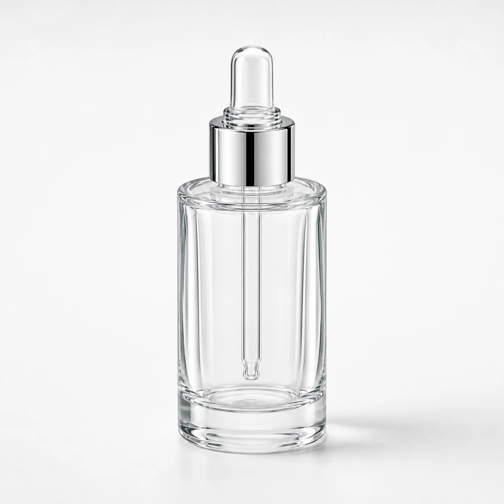 Crystal Cosmetic Serum Bottle in high-clarity crystal glass - closure detail
