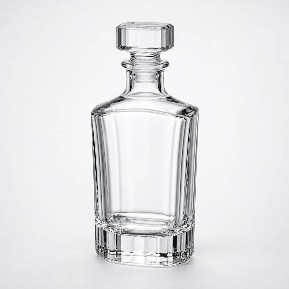 Crystal Heavy-Base Liquor Bottle in high-clarity crystal glass - closure detail