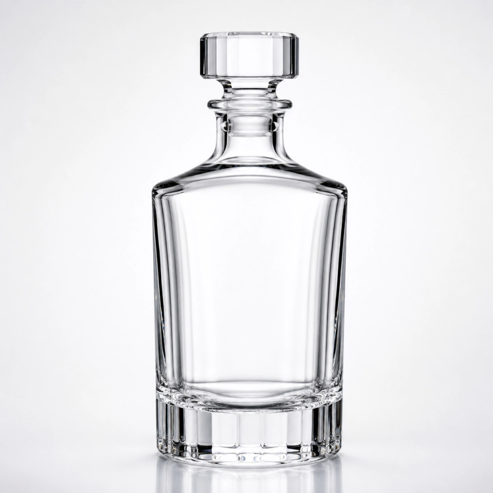 Crystal Heavy-Base Liquor Bottle in high-clarity crystal glass - front view