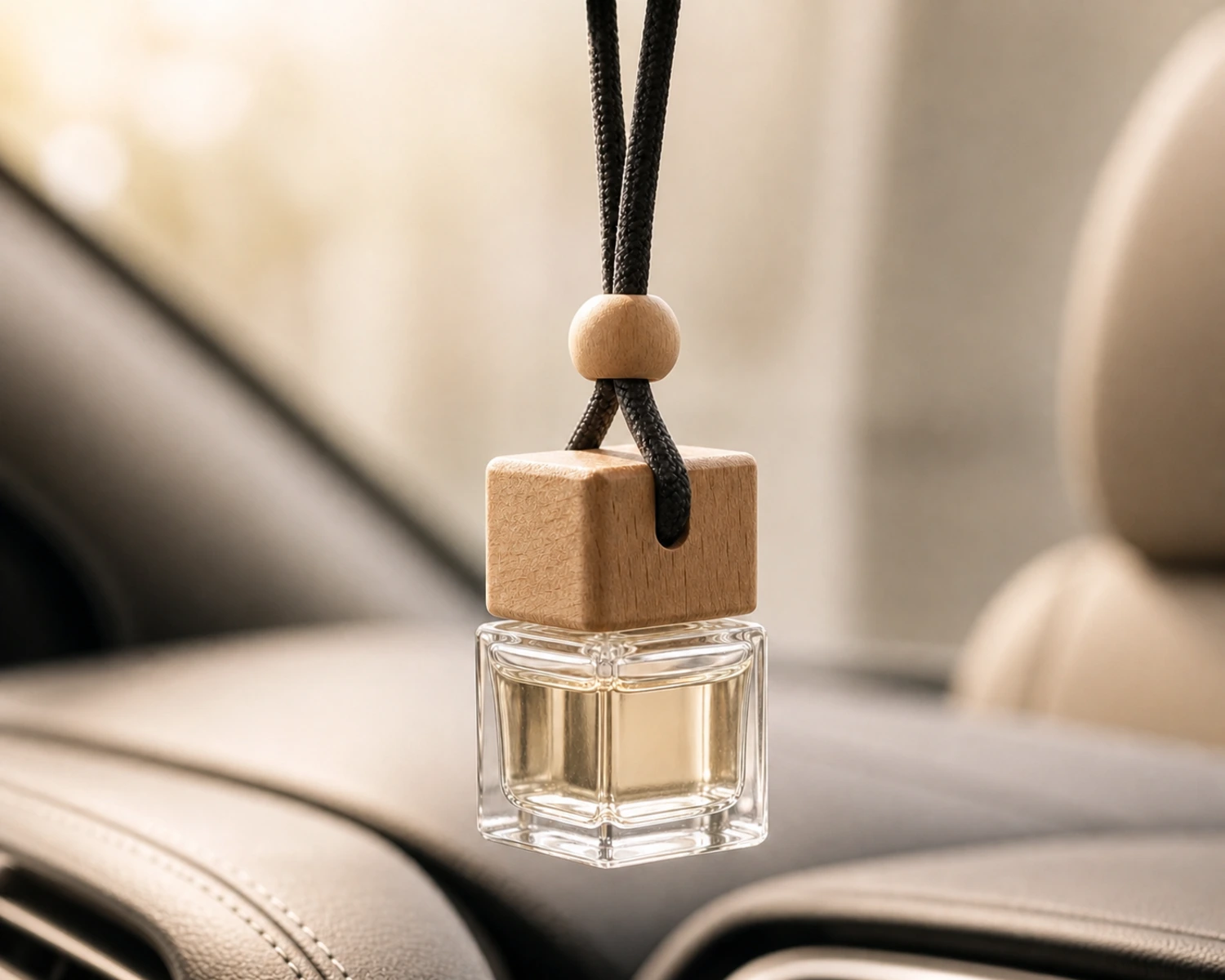 Car Hanging Diffuser Bottle finished diffuser bottle campaign image showing premium home fragrance packaging presentation