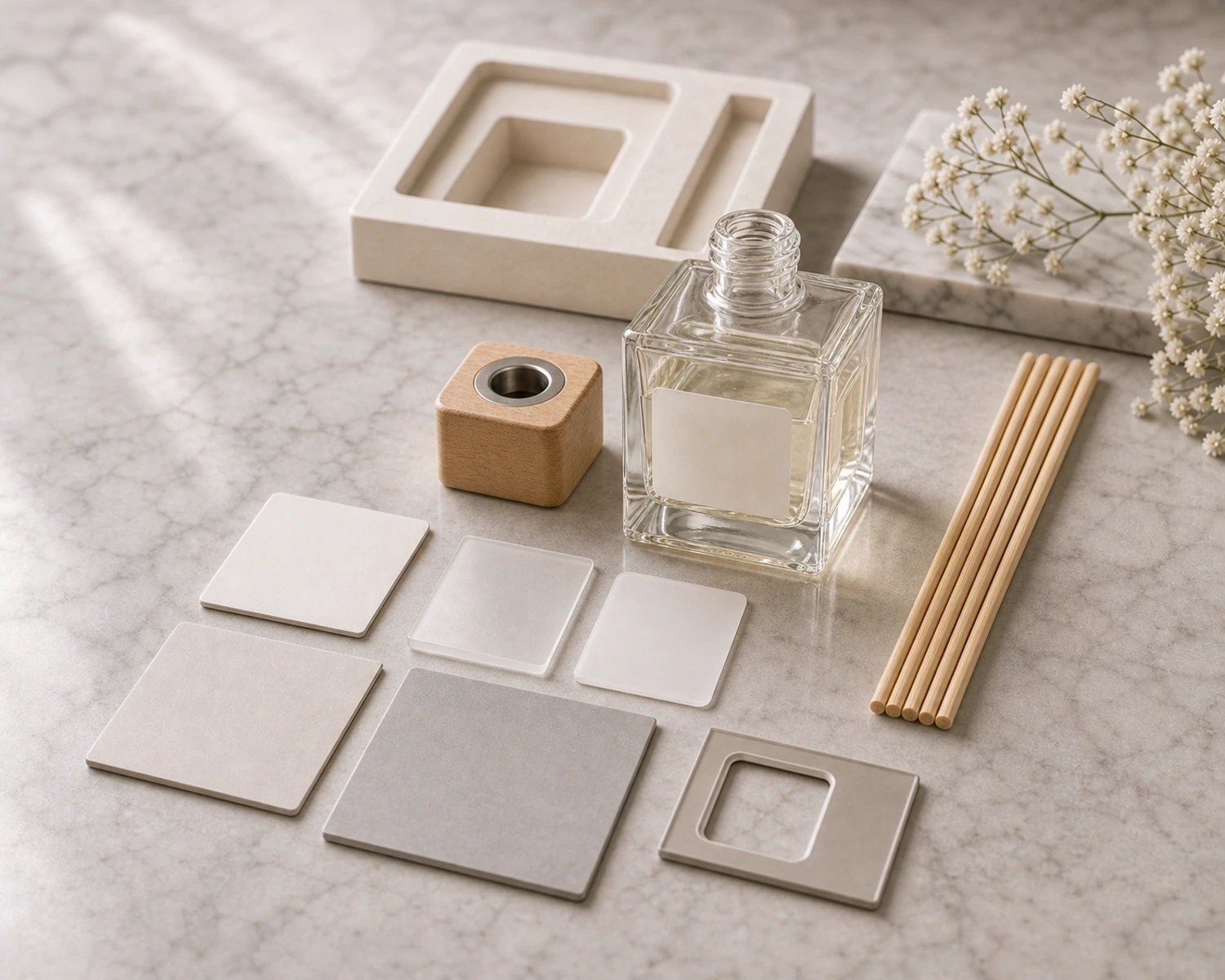 decoration process detail image of Reed Diffuser Bottle Set showing finish, label area or surface treatment