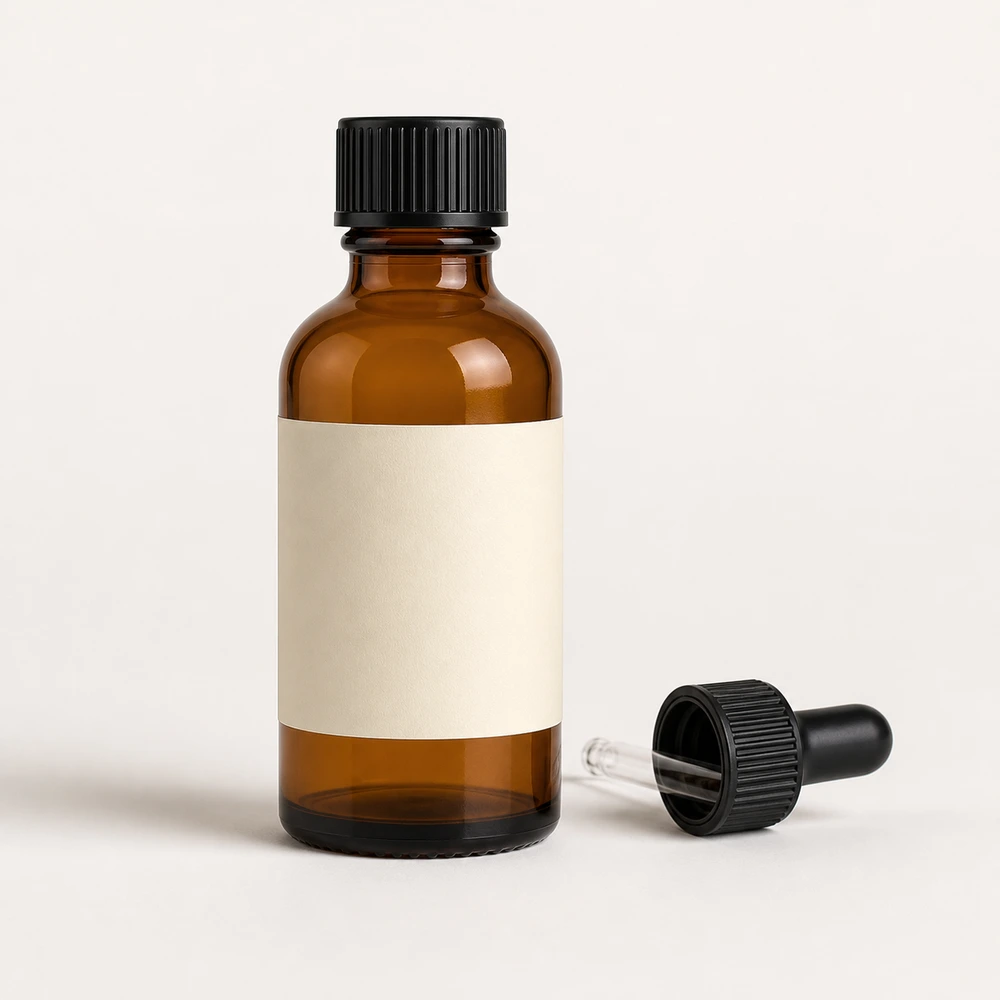 Boston Round Essential Oil Bottle with closure for essential oil packaging - front view