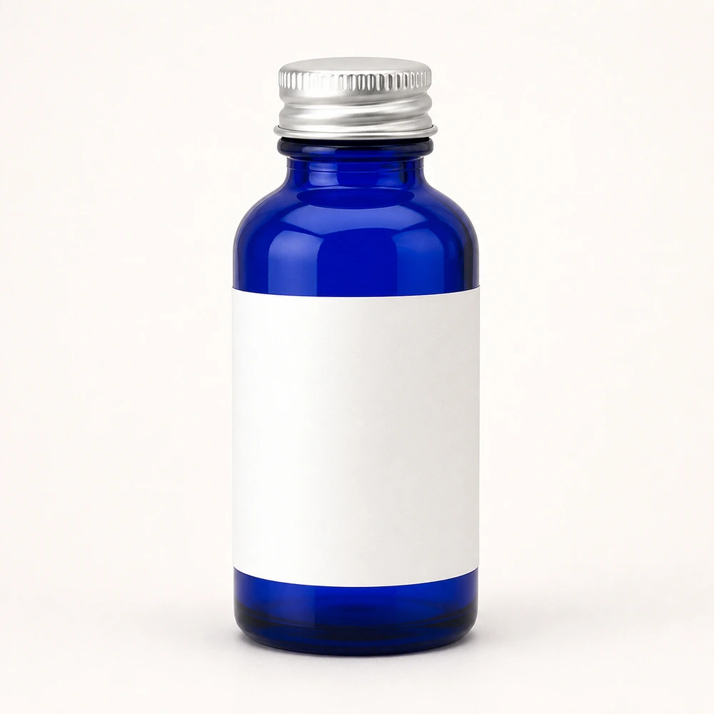 Cobalt Blue Essential Oil Bottle with closure for essential oil packaging - decoration view