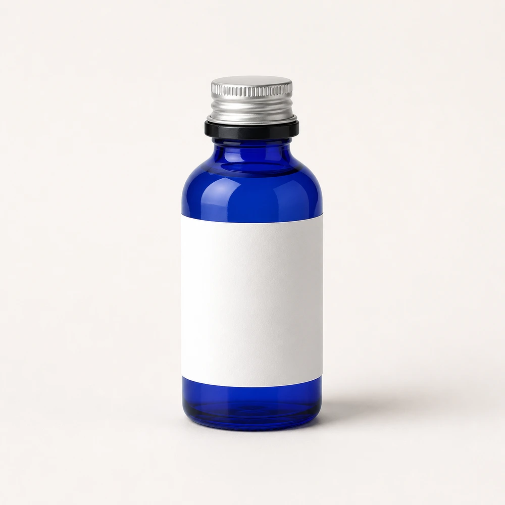 Cobalt Blue Essential Oil Bottle with closure for essential oil packaging - front view