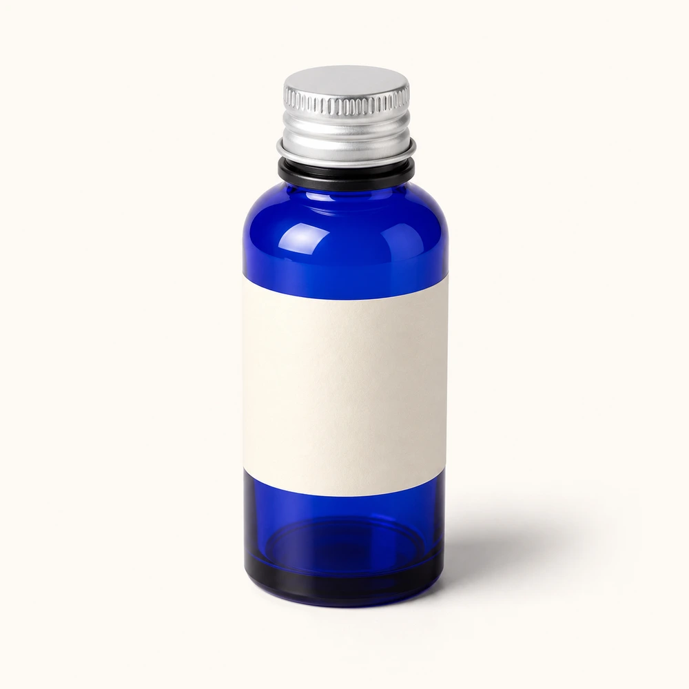 Cobalt Blue Essential Oil Bottle with closure for essential oil packaging - closure detail