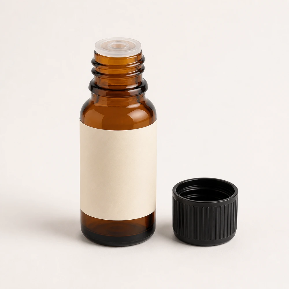 Essential Oil Bottle with Orifice Reducer with closure for essential oil packaging - closure detail
