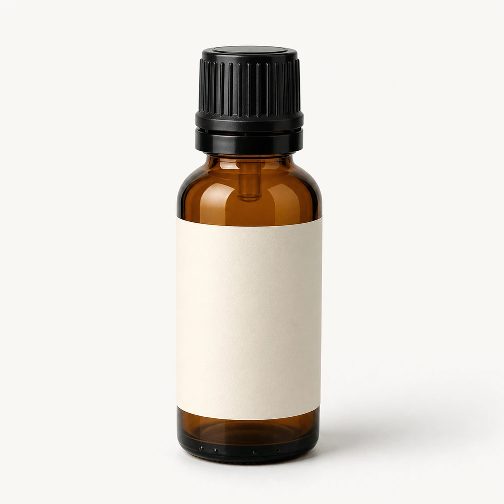 Euro dropper essential oil bottle used for RFQ planning with amber glass body and closure fit