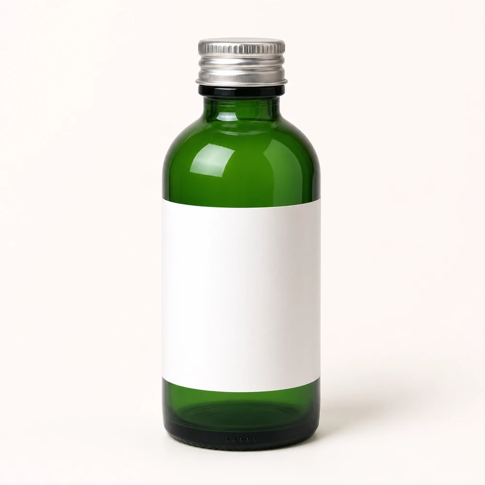 Green Glass Essential Oil Bottle with closure for essential oil packaging - decoration view
