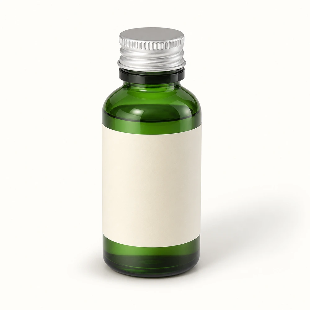 Green Glass Essential Oil Bottle with closure for essential oil packaging - closure detail