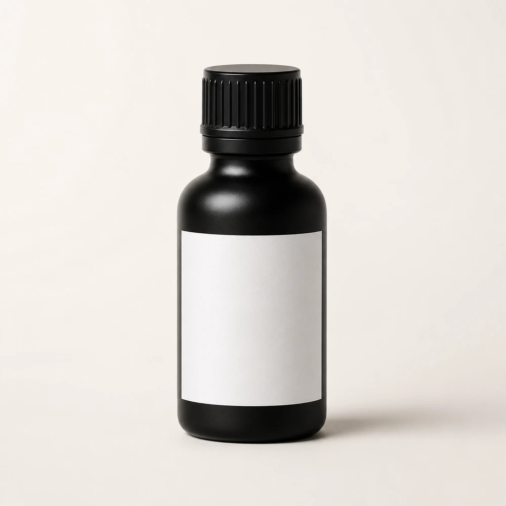Matte Black Essential Oil Bottle with closure for essential oil packaging - front view
