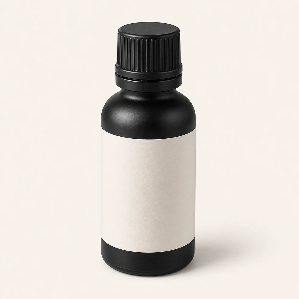 Matte Black Essential Oil Bottle with closure for essential oil packaging - closure detail